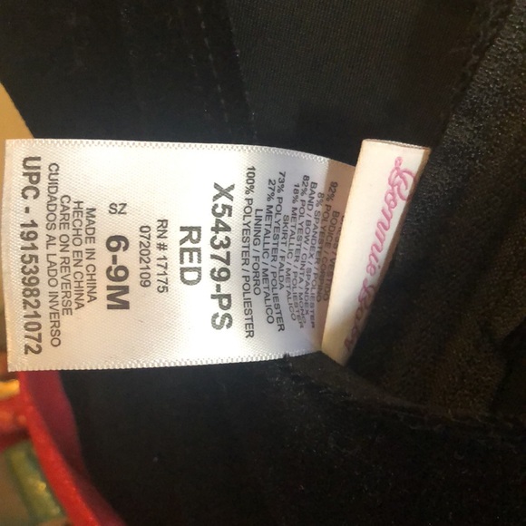 Bonnie Baby 2-Piece Velvet Plaid Holiday Dress with diaper cover. - Picture 4 of 5